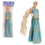 Кукла ABtoys Модница с длинными волосами в бирюзовом платье 30 см