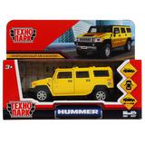Машина металл HUMMER H2 длина 12 см, двери, багаж, инерц, желтый, кор. Технопарк 