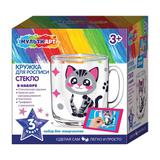 Набор д/дет тв-ва стеклянная кружка для росписи котик МУЛЬТИ АРТ