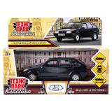 Машина металл ваз-2109 "СПУТНИК" 12 см, двери, багаж, инер,черный, кор. Технопарк