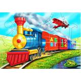 Melograno Пазл TRANSPORT. Паровозик детский 18 деталей, размер 23 х 16см., средний размер детали 5,5см