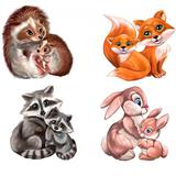 Melograno Пазл ANIMALS. Лес 4 пазла по 4 детали, 16 деталей, размер 12 х 12, средний размер детали 6 см