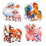 Melograno Пазл ANIMALS. Ферма 4 пазла по 4 детали, 16 деталей, размер 12 х 12, средний размер детали 6