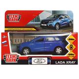 Машина металл LADA XRAY длина 12 см, двери, багаж, инерц, синий, кор. Технопарк 