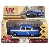 Машина металл газ-21 волга длина 12см, двери, багаж, инерц, бело-синий, кор. Технопарк