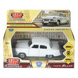 Машина металл газ-21 волга длина 12 см, двери, багаж, инерц, белый, кор. Технопарк 