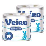 ВЕЙРО Туалетная бумага Домашняя 2-х слойная белая, 4 рулона 2шт