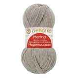 Пряжа ПЕХОРКА Мериносовая 200м/100г цвет 386-Св.серый меланж