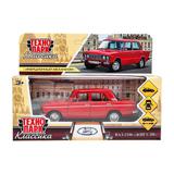 Машина металл ВАЗ-2106 ЖИГУЛИ длина 12 см, двери, багаж, инерц,красный, кор. Технопарк 