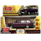 Машина металл ВАЗ-2104 ЖИГУЛИ 12 см, двери, багаж, инерц, баклажан, кор. Технопарк 