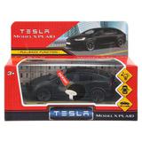 Машина металл свет-звук tesla model x plaid 12 см, двери, черный мат, кор. - 