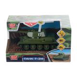 Машина пластик свет-звук УРАЛВАГОНЗАВОД Т-90 ТАНК т-34 15 см,зеленый, кор. Технопарк 