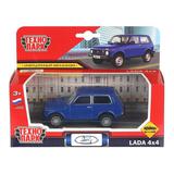 Машина металл LADA 4x4 длина 10 см, инерц, синий, кор. Технопарк 