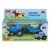 Машина металл СИНИЙ ТРАКТОР с телегой 7,5 см, синий, индив. упак.- русс.кор. Технопарк 