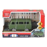 Машина пластик UAZ 452 12 см, инерц,двери,зеленый,кор. Технопарк
