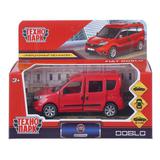 Машина металл FIAT DOBLO 12 см, двери, багаж, инерц, красный, кор. Технопарк 
