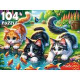Пазлы 104 Котята на рыбалке
