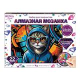 Алмазная мозаика на подрамнике 22*30 см Кот в очках МУЛЬТИ АРТ